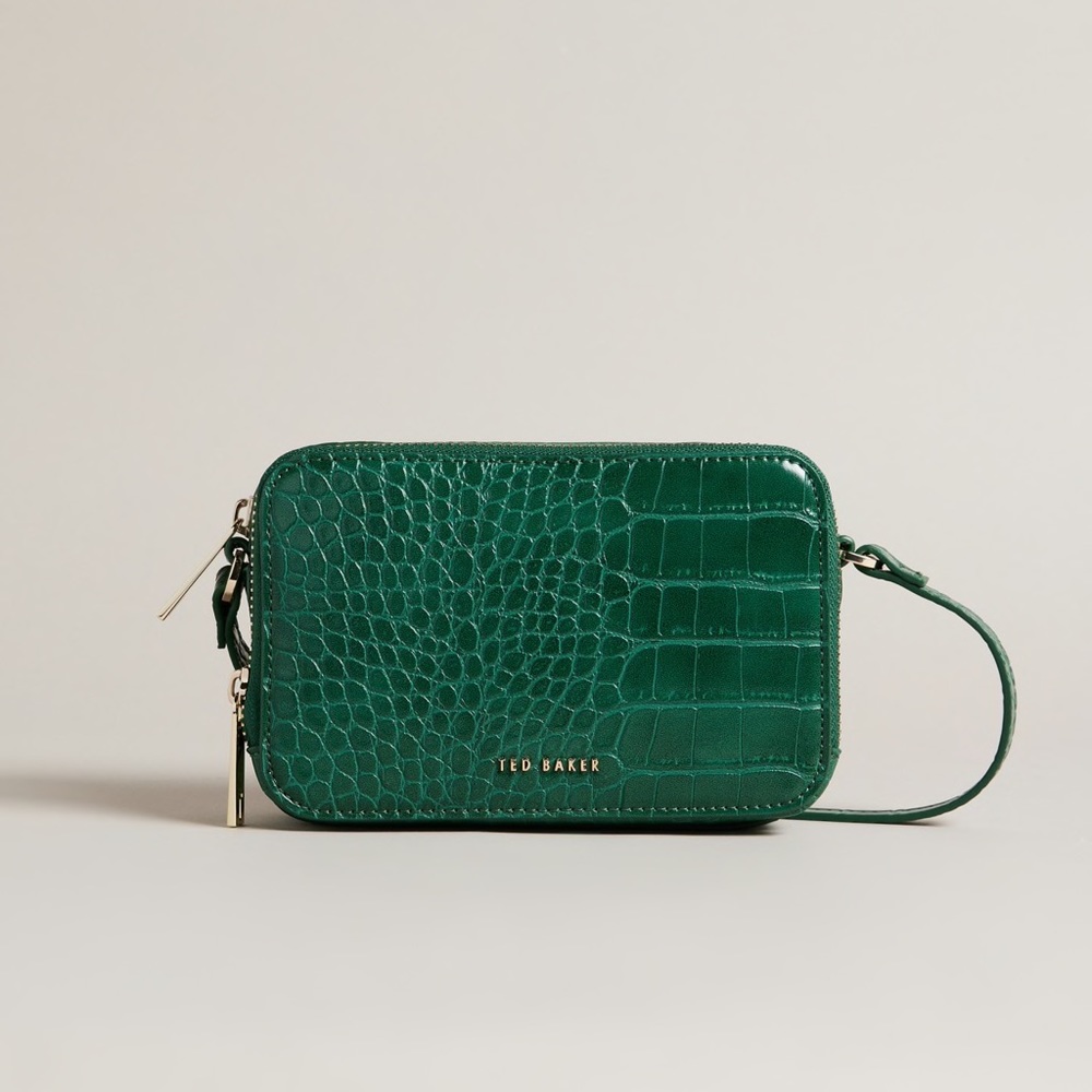 Ted Baker Croc Embossed Vegan Leather Mini Camera Bag